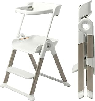 Boon Pivot Toddler Tower Kids Kitchen Step Stool - Folding Step Stool for Bathroom Sink or Kitchen Counter - CPC Certification - White - Ages 18 Months to 4 Years