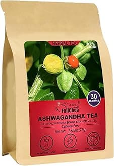 Ashwagandha Tea, 2.5g X 30 Count - Sourced from India - Premium Natural Dried Cut & Sifted Root - Non-GMO - Caffeine-free - Rich in Antioxidants & Boost Energy