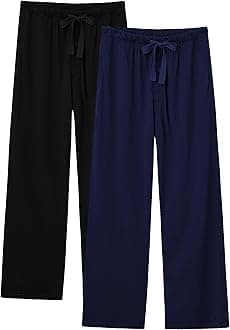 EA'S SECRET Men's 100% Cotton Pajama Bottoms Stretch Waist Soft Drawstring Sleep Lounge Pj Pants with Pockets