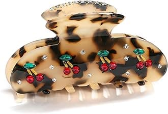 LILIE&WHITE 1PC Medium Cherry Hair Clips For Women Claw Clips In Turtle Color With Rhinestone Hair Accessory Gift