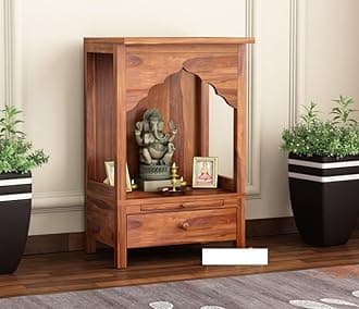 Santosha Decor Sheesahm Solid Wood Home Temple (Height: 60.96, Pre-Assembled)