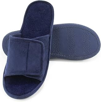 Magtoe Adjustable House Slippers for Men Soft Open Toe Breathable Indoor Slip on Mens Slides Sandals with Memory Foam for Home Bedroom,All Seasons