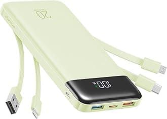 Power Bank with built-in Cables, 20000mAh Fast Charging 22.5W PD QC Quick Charge Portable Charger USB C compatiable with iPhone 17/16/15/14 Series, ipad, Android Phones (Green)