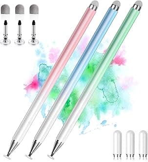 Stylus Pens for Touch Screens, 2 in 1 High Precision Universal Stylus Pen for iPad Compatible with Apple, iPhone, iPad, Android, Samsung Tablets, Phones, 3 Pack -Blue, Green, Pink