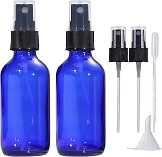 60ml Empty Blue Glass Spray Bottles,Small Fine Mist Atomiser Refillable Reusable Travel Spray Bottles for Essential Oil,Hair,Aromatherapy,Perfumes,Cleaning(2 Pack)