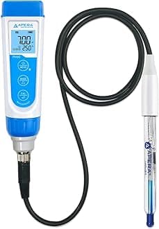 Apera Instruments PH60-HF Handheld pH Meter Tester Kit with LabSen 835 ATC pH Electrode for Lab-Grade pH Measurement in Liquids Containing Strong Acid or Hydrofluoric Acid