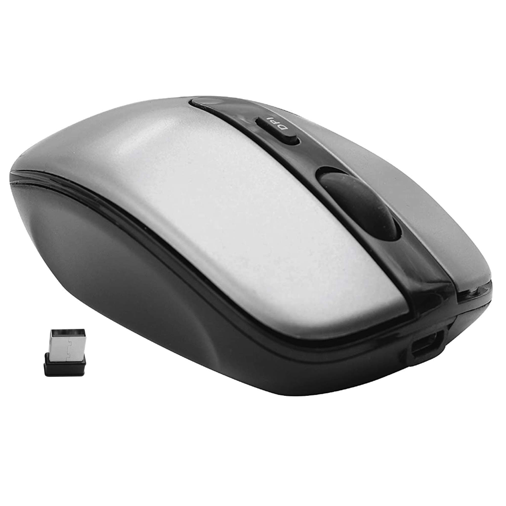 Macally Wireless Rechargeable Mouse, 3-Button, 3x Adjustable DPI, 400mAh Battery, RF Connectivity, Dark Gray