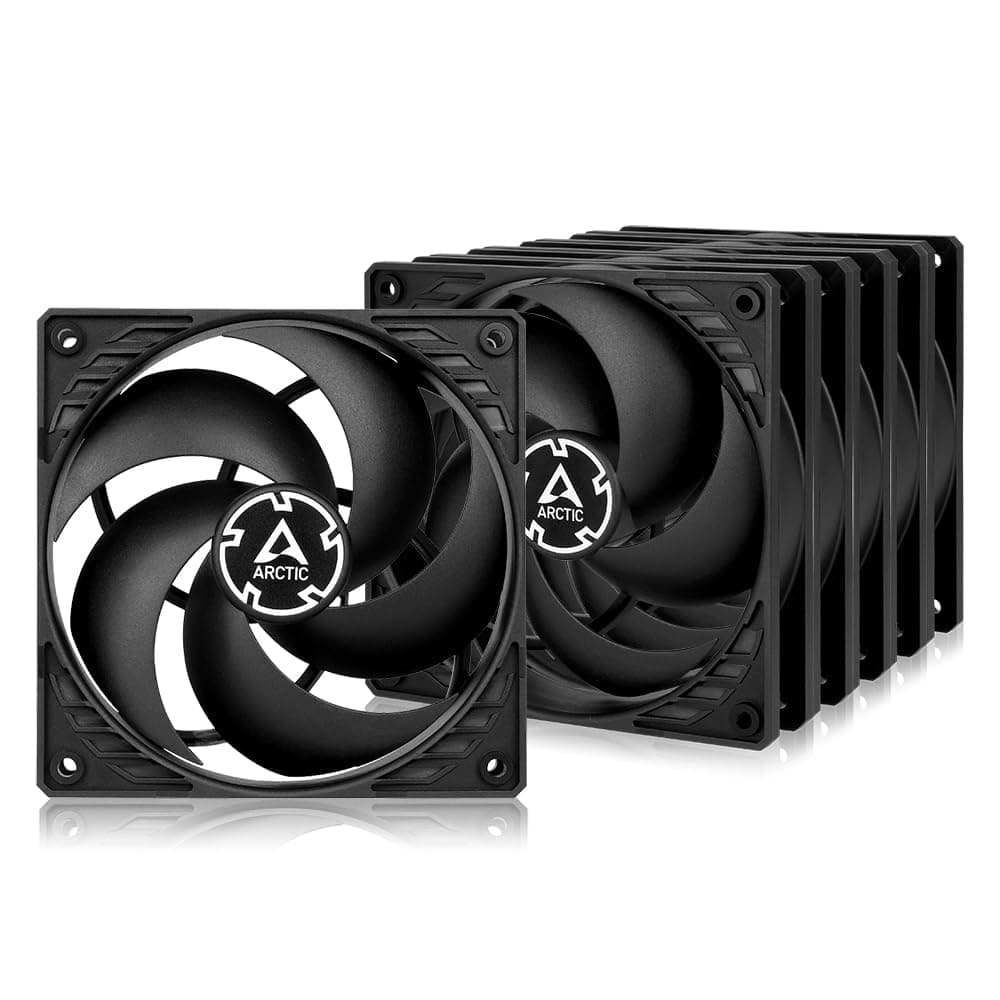 P12 (5 Pack) - PC Fan, 120mm Fan, PC Case Fan, Pressure-optimised, quiet motor, Computer, Fan Speed: 1800 rpm - Black