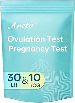 Areta Ovulation & Pregnancy Test Strips: 30 Ovulation Strips & 10 Pregnancy Tests Combo Kit | Accurate at-Home Fertility Tracker | Highly Sensitive Early Pregnancy Detection | 30 LH + 10 HCG