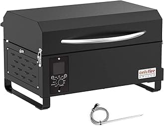 Onlyfire BBQ Wood Pellet Grill Smoker with Meat Probe, 2 Tiers Cooking Area, Portable Tabletop Grilling Stove for Outdoor Kitchen Cooking Smoke and Roast, RV Camping, Black GS314