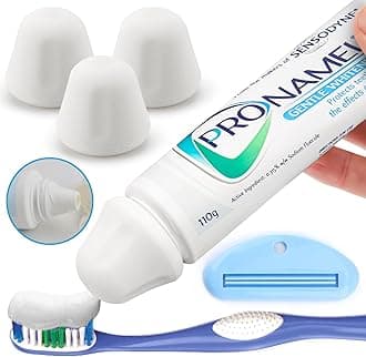 Tilcare Self-Closing Toothpaste Caps 3-Pack - No Waste Cap Dispensers for Adult and Kids Bathroom - Mess-Free Toothpaste Lids - Easy to Use, Food Grade Silicone and BPA-Free Toppers