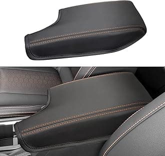 Car Center Console Armrest Cover for Subaru Crosstrek Accessories 2018 2019 2020 2021 2022 2023 Impreza 2017-2023 Leather Arm Rest Box Lid Middle Console Cover Seat Protector(Orange Stitches)