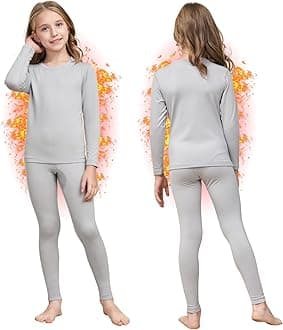 HEROBIKERGirls Thermal Underwear Set Ultra Soft Fleece Lined Kids Long Johns Top Bottom Thermals Kids Base Layer Winter Warm