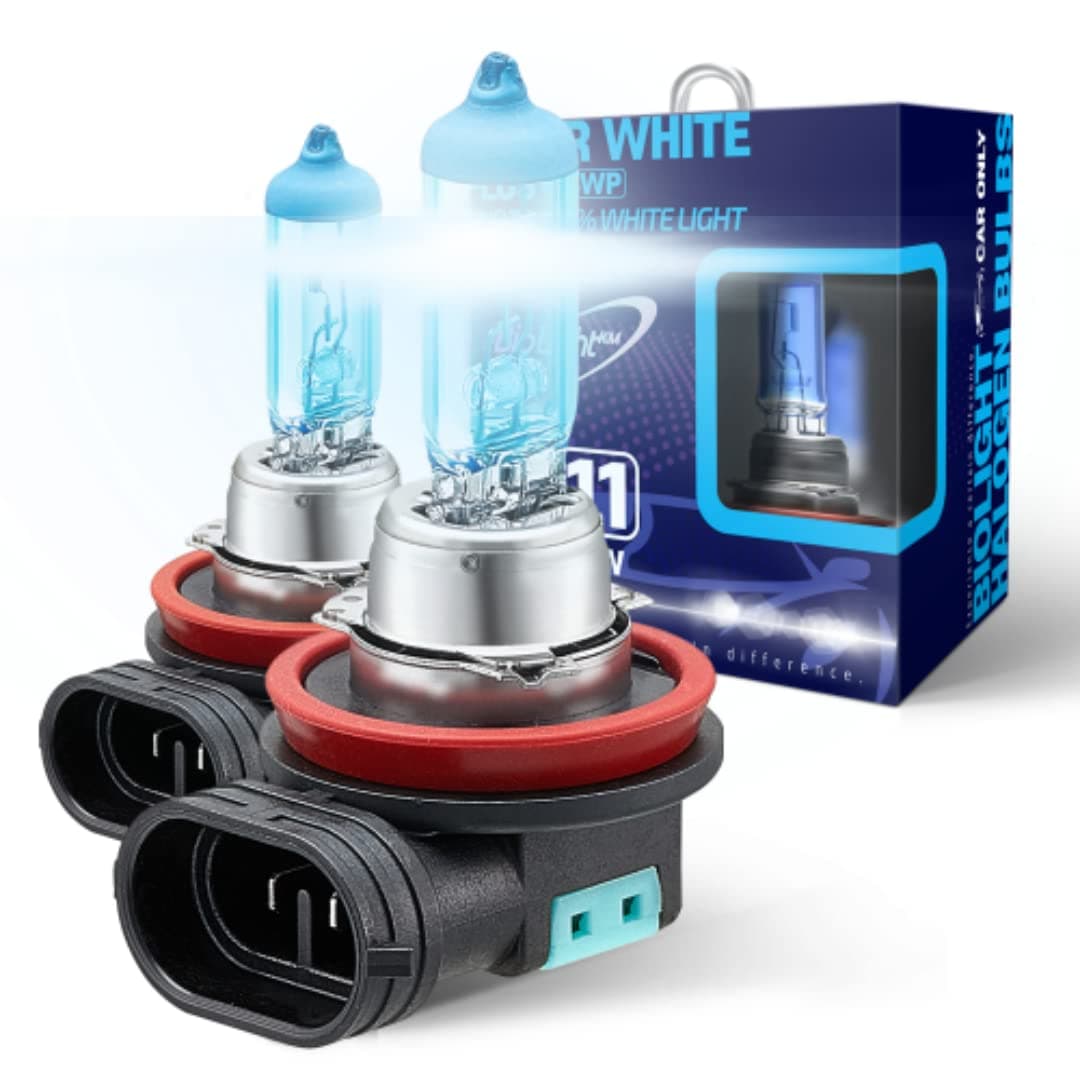 H11 Super White Plus 6000K Brighter Light Replacement Headlight Bulb, 2 pack