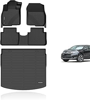 KELCSEECS Floor Mats & Cargo Liner(Deck in Upper Position) for 2017 2018 2019 2020 2021 2022 Honda CRV(Not for Hybrid & Touring) Car Mats Cargo Mat Trunk Mat CR-V Floor Mats Trunk Liner