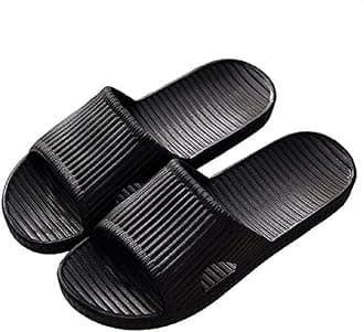 Bathroom Shower Anti-slip Lightweight Slipper for Men and Women, Black, 44/45 EU
