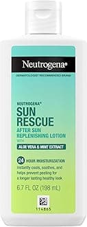 Neutrogena Sun Rescue After Sun Replenishing Lotion with Aloe Vera, Mint Extract, & Vitamin E, 24-Hour Moisture for Healthy Glow for Sensitive Skin, Vegan, Non-Comedogenic Lotion, 6.7 oz