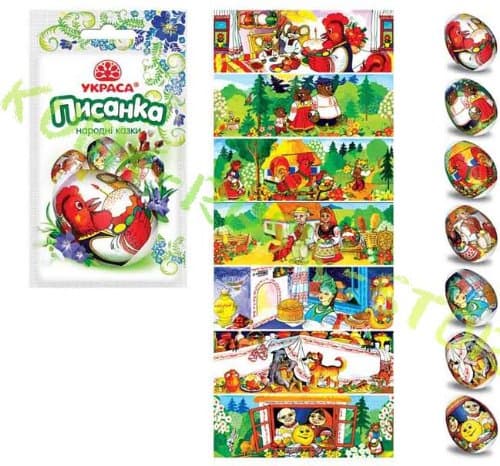 Kit for 7 Eggs Heat Shrink Wrap Sleeve Decoration Easter Pysanka "Folk Tales"