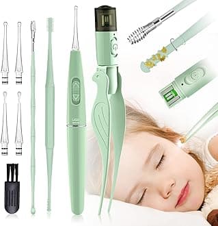 Ear Wax Removal Tools,9 Pack Ear Cleaning Tool,Ear Pick with 2 LED Lights,Built-in USB Ear Wax Remover for Kids and Adults