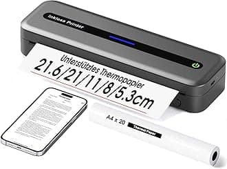 Zoolion A4 Thermal Portable Printer Wireless Bluetooth Compatible with iPad iPhone Apple Macbook Android Laptop PC - A4 Inkless Printer 2600mAh - 300DPI Mobile Printer for Home, Office and School