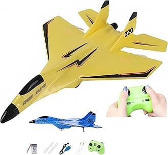 Remote Control Wireless Airplane Toy - 2023 New 2.4Ghz Su-35 RC Plane with Lights, Foam RC Fighter Plane Jet for Adults Outdoor, Remote Control Air Planes Toy, Drop-Resistant Fighter Glider (Yellow)…