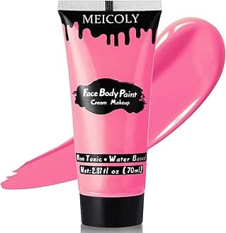 MEICOLY Pink Halloween Face Body Paint, 2.37Oz Large Tube Water Based Non-Toxic Body Paint for Adult Children,Highly Pigmented Face Painting for SFX Special Effects Cosplay Makeup