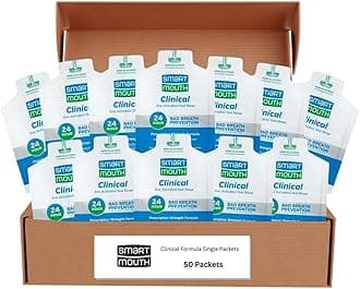 Clinical Zinc Activated Mouthwash Single Packs - On-the-Go Mouth Rinse for Healthy Gum Support - Convenient Portable Packets - Eliminates Bad Breath - Alcohol-Free, Non-Burning - 50 Count