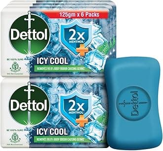 Intense Cool Bathing Soap Bar with Menthol (Pack of 6 - 125g each), Combo Offer on Bath Soap