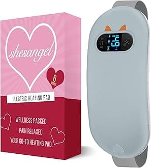 Portable Heating Pad for Period Cramps: Cordless Menstrual Heating Pad with 6 Heat Levels and 6 Massage Modes, 3s Fast Heating Gift for Women and Girl(Grey)