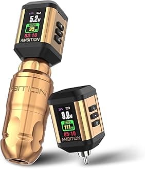 Ambition Lutin Wireless Tattoo Gun Rotary Tattoo Pen Machine with Straight Drive Bar Dual 2200mAh Korall Power Supply for Professional Artists
