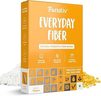 Trunativ Everyday Fiber Supplement Powder | Instant Acidity Relief & Bloating Relief | Prebiotic Fibre Supplement | Psyllium Husk Replacer & Isabgol Replacer | Gluten Free | Unflavored 100g (Pack of 1)