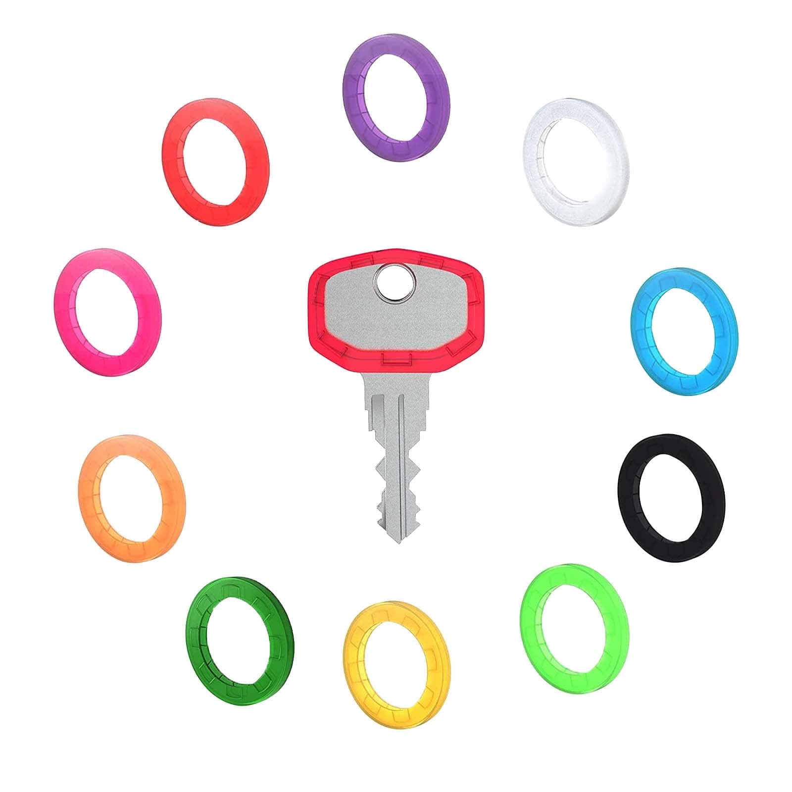 Key Covers Caps, 12Pcs Key Colour Caps Key Identifier Caps Round Key Caps, Flexible Key Covers Rings Coloured Key Identifiers Caps Easy Identifying House Door Keys Colorful