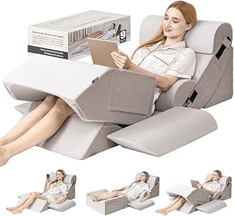 9PCS Orthopedic Bed Wedge Pillow Set for After Surgery Recovery, Body Positioners for Back and Leg Pain Relief, Adjustable Memory Foam Comfort for Sitting up in Bed, Ideal for Adult Acid Reflux & GERD