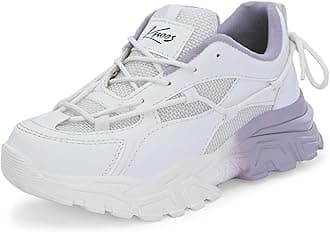 KNOOS Synthetic Leather Lace Up Casual Sneaker Shoes for Women and Girls