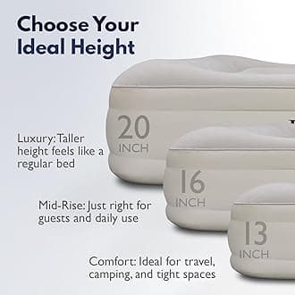 King Koil Luxury California King Air Mattress with Built-in Pump for Home, Camping & Guests - 20” King Size Inflatable Airbed Luxury Double High Adjustable Blow Up Mattress, Durable Waterproof