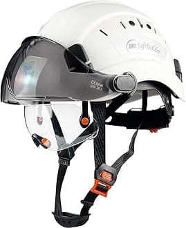 CR06+2V Construction Safety Helmet with Build-in Visor ABS Hard Hat with Visor Adjustable Ventilation Hardhats Work Head Protection ANSI/ISEA Z89.1