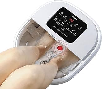 Green Lion Foldable Foot Bath Massager with 8L Capacity, 4 Massage Modes, Smart Touch Screen, Roller Massagers, Bubble Surfing Massage, and Folding Storage Design – Gray