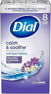 Dial Deodorant Bar Soap, 8 Pack Bulk for Daily Use, Lavender & Jasmine Scent, Deep Cleansing Body Soap, Gentle on Skin, Bulk for Men, Women, Teens, 4 oz. Each