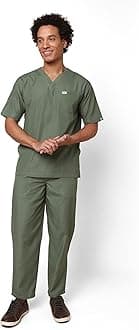 Active Men's 5-Pocket Scrub Suit | Set of Top & Bottom | Half Sleeves | V Neck | Breathable Fabric | Comfortable | Durable | Uniform for Doctors, Nurses and Dentists