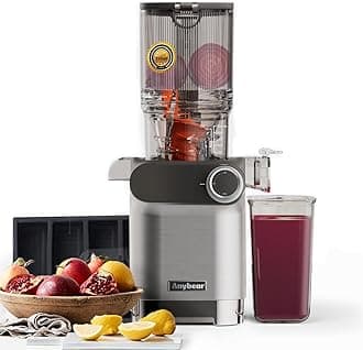 Cold Press Juicer, 200W Slow Juicer 4.3" Large Feed Chute Fit Whole Fruits Vegetables | Upgraded Auger | Tritan Material | BPA Free | Juice Recipes (Silver)