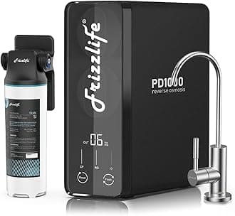 Frizzlife 1000GPD Reverse Osmosis Water Filter, NSF/ASNI 58&53&42&372 Standard, Alkaline Mineral pH+ Reverse Osmosis System, 9-Stage Filtration Tankless RO, 2:1 Pure to Drain, Under Sink, PD1000-TAM4