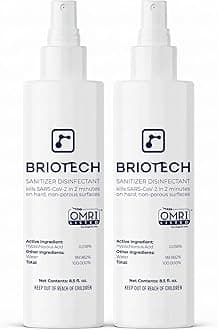 BRIOTECH Sanitizer Disinfectant Hypochlorous Spray, Kill 99.99% of Viruses & Bacteria, Control Mold, Eliminate Odor, Gentle for Nursery & Play Rooms, Food Contact Surface Sanitizer, 8.5 fl oz (2 Pack)