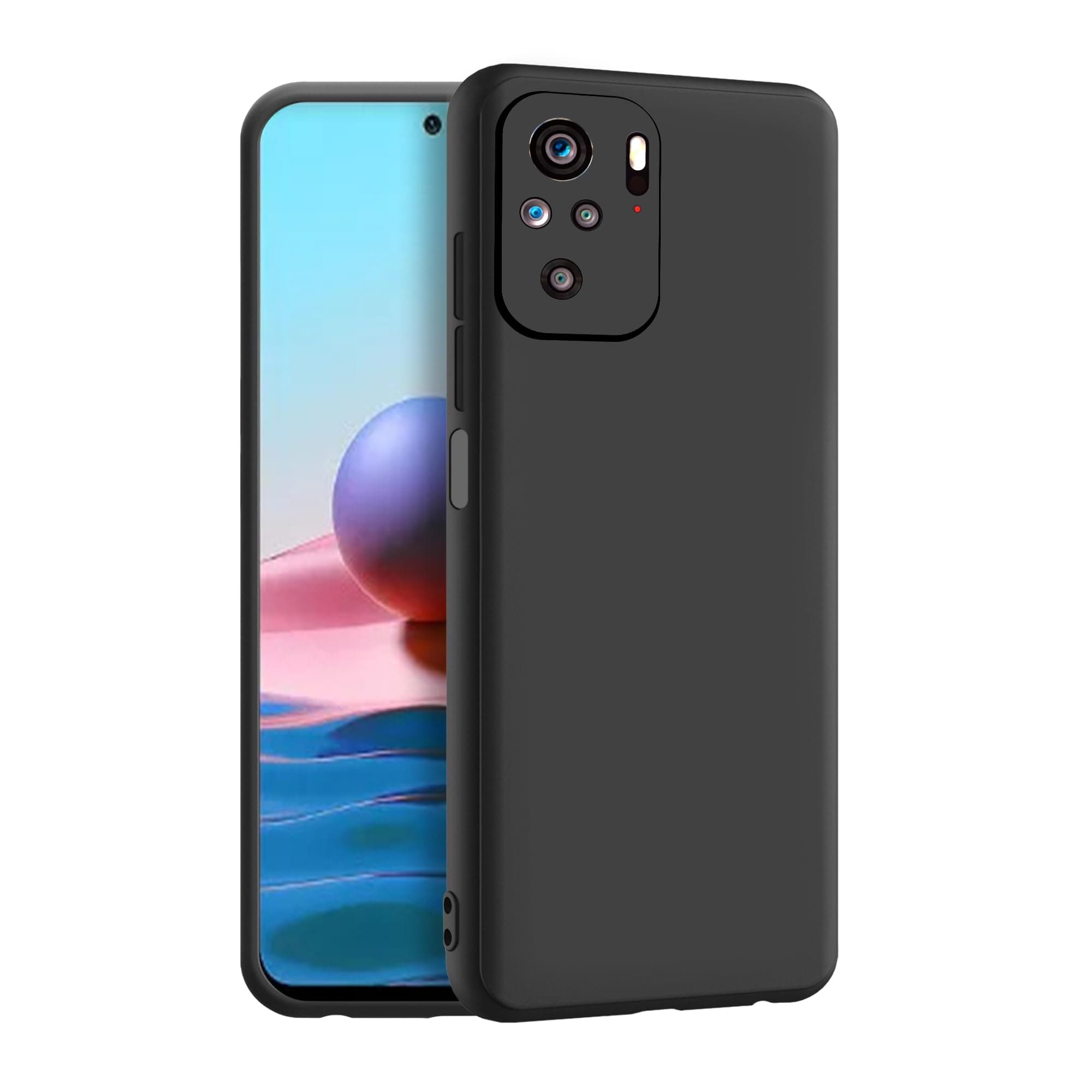 CEDO Redmi Note 10 / Note 10S Back Cover | Camera Bump Protection & Ultra Slim | Matte Soft Silicon Shock Proof Rubberised Back Case Cover (Black)