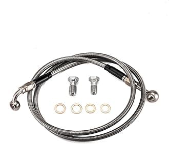 Extended Length Stainless Steel Hydraulic Front Brake Line Kit Non-ABS For 12"-14" Handlebar Compatible with Harley Sportster XL 883 1200 1988-2003, 48", Black