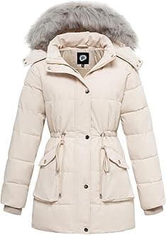 Women's Winter Hooded Coat Waterproof Down Long Jacket Warm Parka Thicken Puffer Coat with Removable Fur Hood