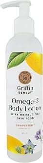 Griffin Remedy Omega-3 Body Lotion-Grapefruit Essential Oils and Organic MSM, Ultra Moisturizing, All Natural, Paraben Free, Sulfate Free 8 fl oz
