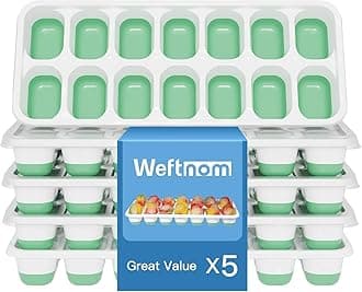 Ice Cube Tray, Ice Cube Trays for Freezer 5 Pack with Lids, Ice Tray Easy-Release, Ice Trays for Freezer Stackable, Silicone Ice Cube Tray for Drinks, Coffee - BPA-Free and Odor-Free