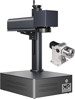 Monport 30W Fiber Laser Engraver＆Rotary Axis, LightBurn Compatible Fiber Laser Marking Machine with 5.9"x5.9" Workbed Red Dot Pointer 100000 Hour Lifespan, Metal Etching Machine for Metal Marking