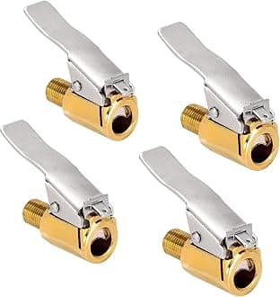 Toolwiz8mm Schrader Valve Air Chuck for Automobile Bicycle Tires Inflation Brass Clip on Air Chuck Quick Connect Car Air Compressor Tire Inflator Attachment, Pack of 4