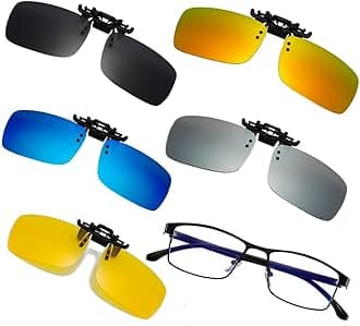 Clip on Flip up Polarized Lens For Prescription Glasses UV Protection Sunglasses (Clear lenses not Polarized)